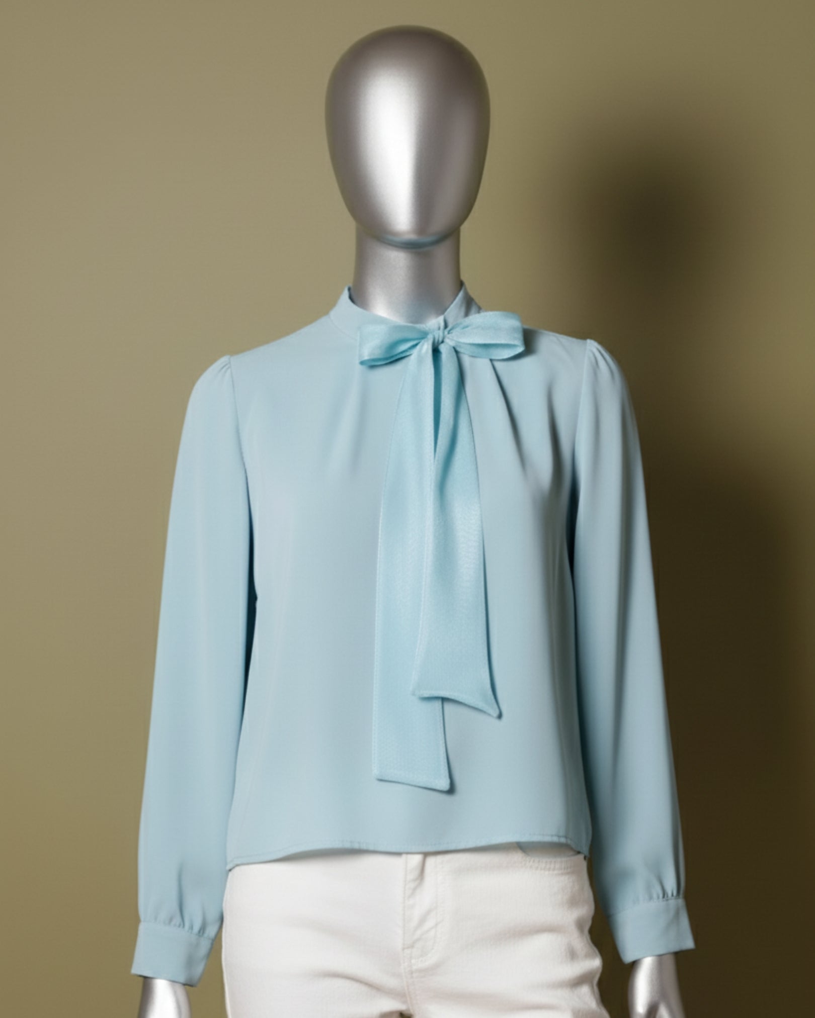 Loom Pakistan Bow Neck Top Aqua Blue