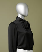 Loom Pakistan Bow Neck Top Black