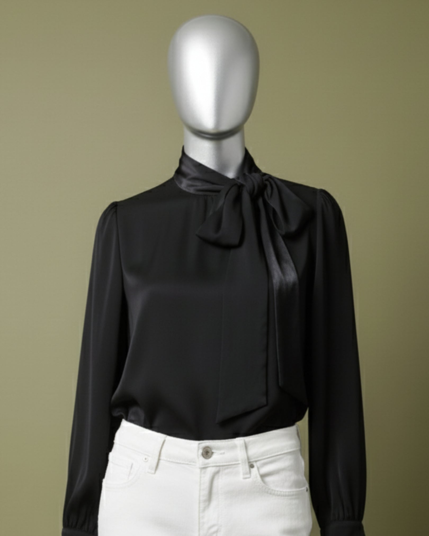 Loom Pakistan Bow Neck Top Black