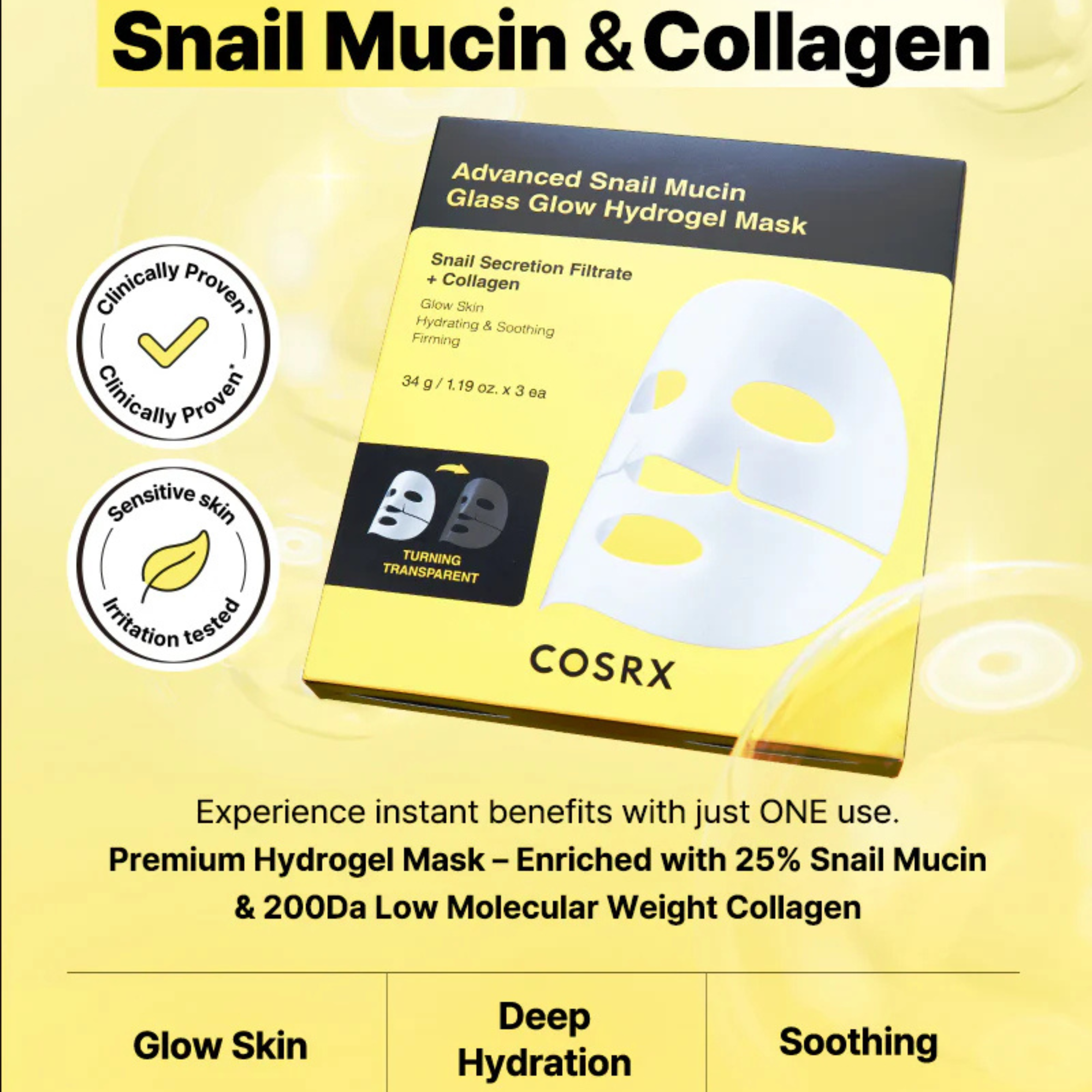 COSRX Advanced Snail Glass Glow Hydrogel Mask