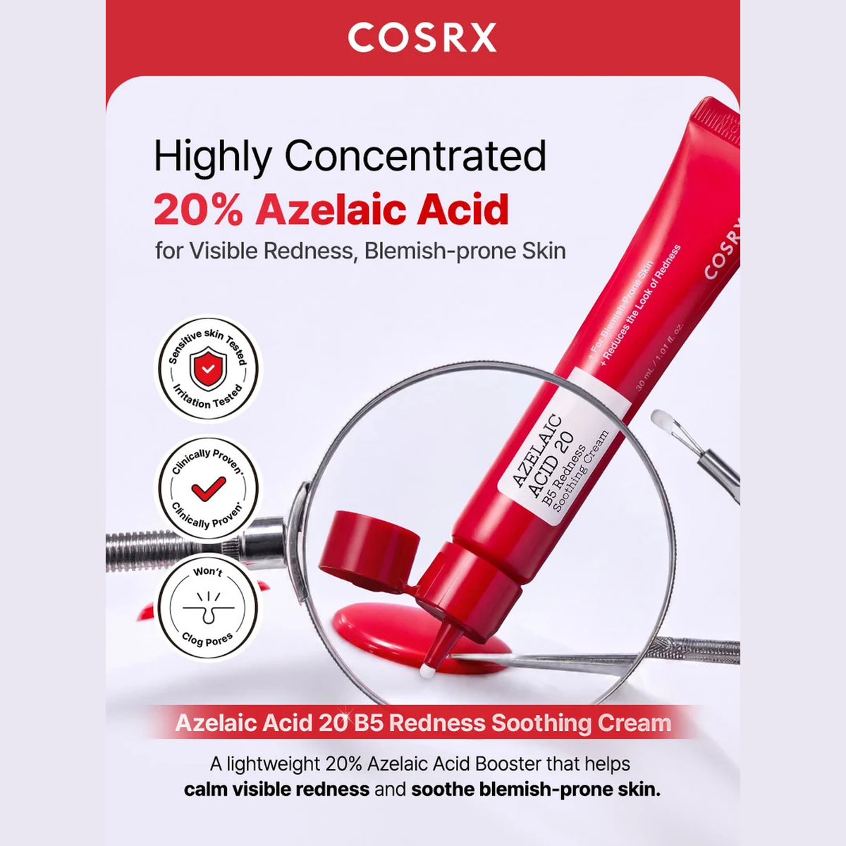 COSRX Azelaic Acid 20 B5 Redness Soothing Cream ingredients
