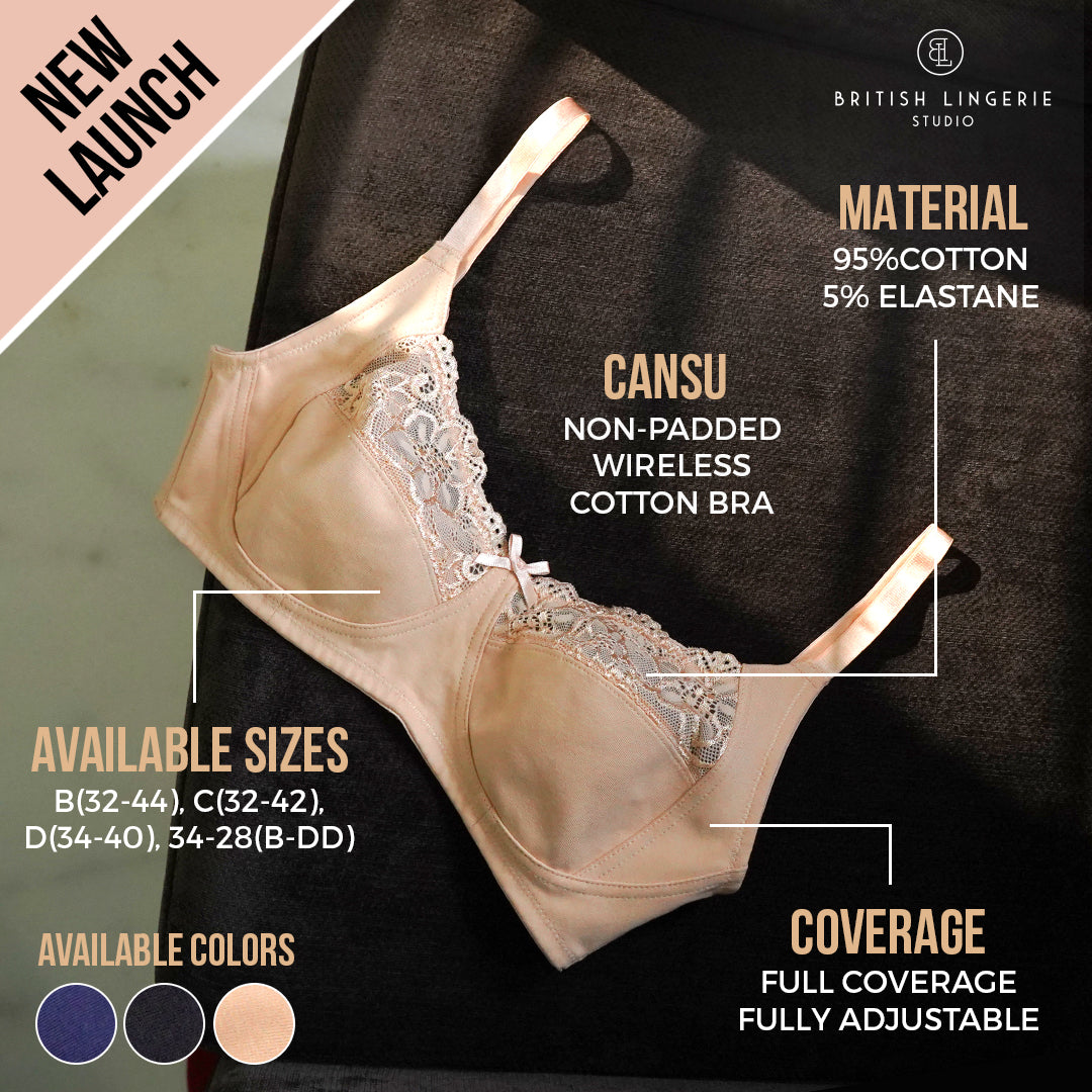 BLS Cansu Non Wired And Non Padded Cotton Bra Skin 34C