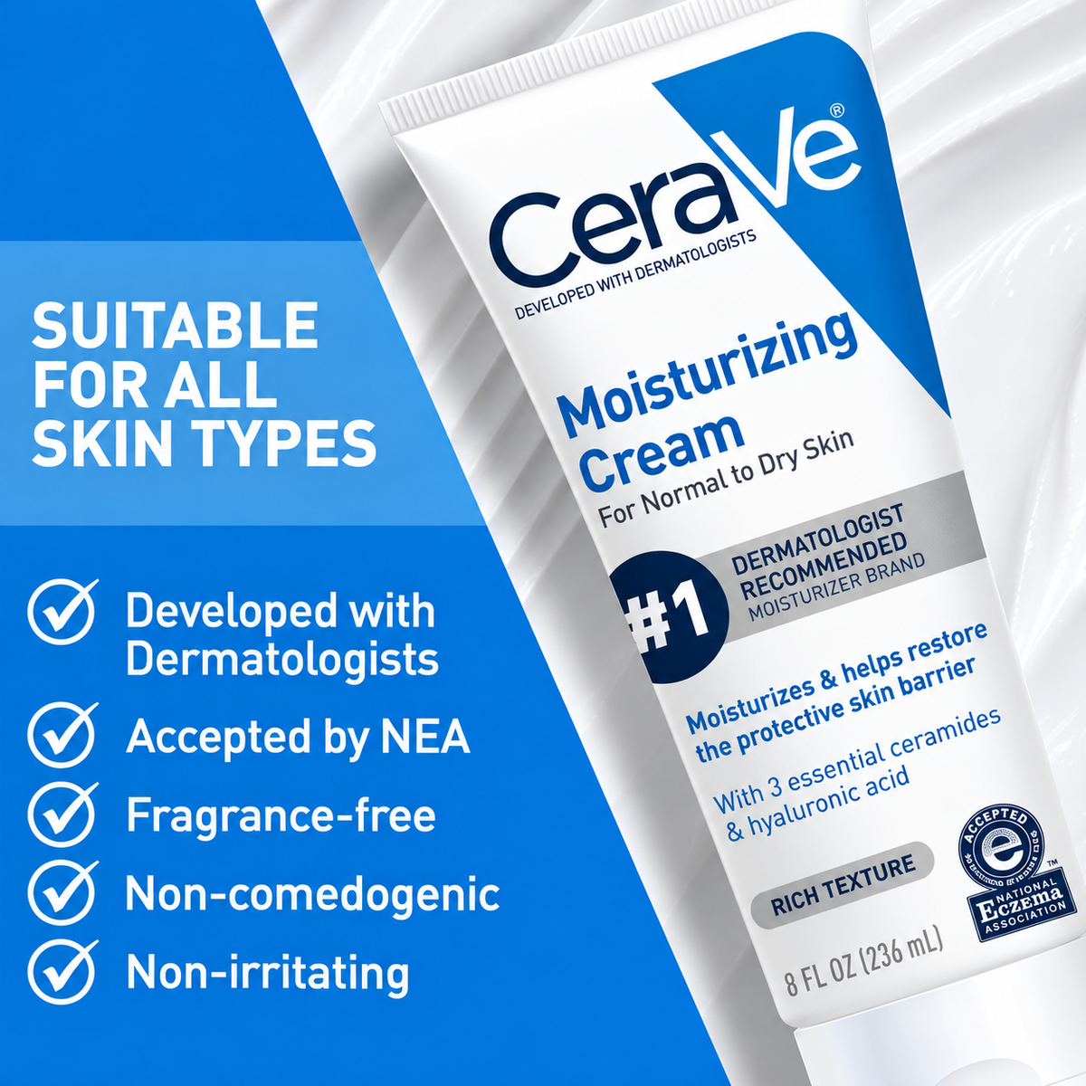 CeraVe Moisturizing Cream For Normal To Dry Skin 236ml