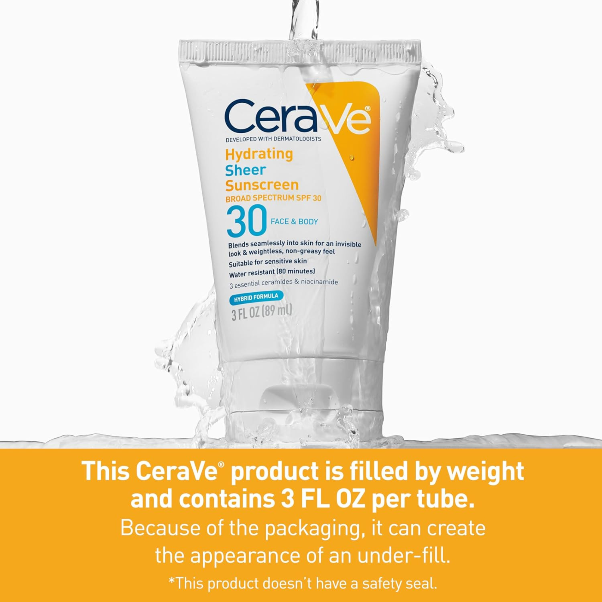 Cerave Hydrating Sheer Face & Body Sunscreen Broad Spectrum SPF30