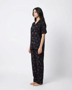 Sajiero Linen Pajama Suit Cherry Blossom