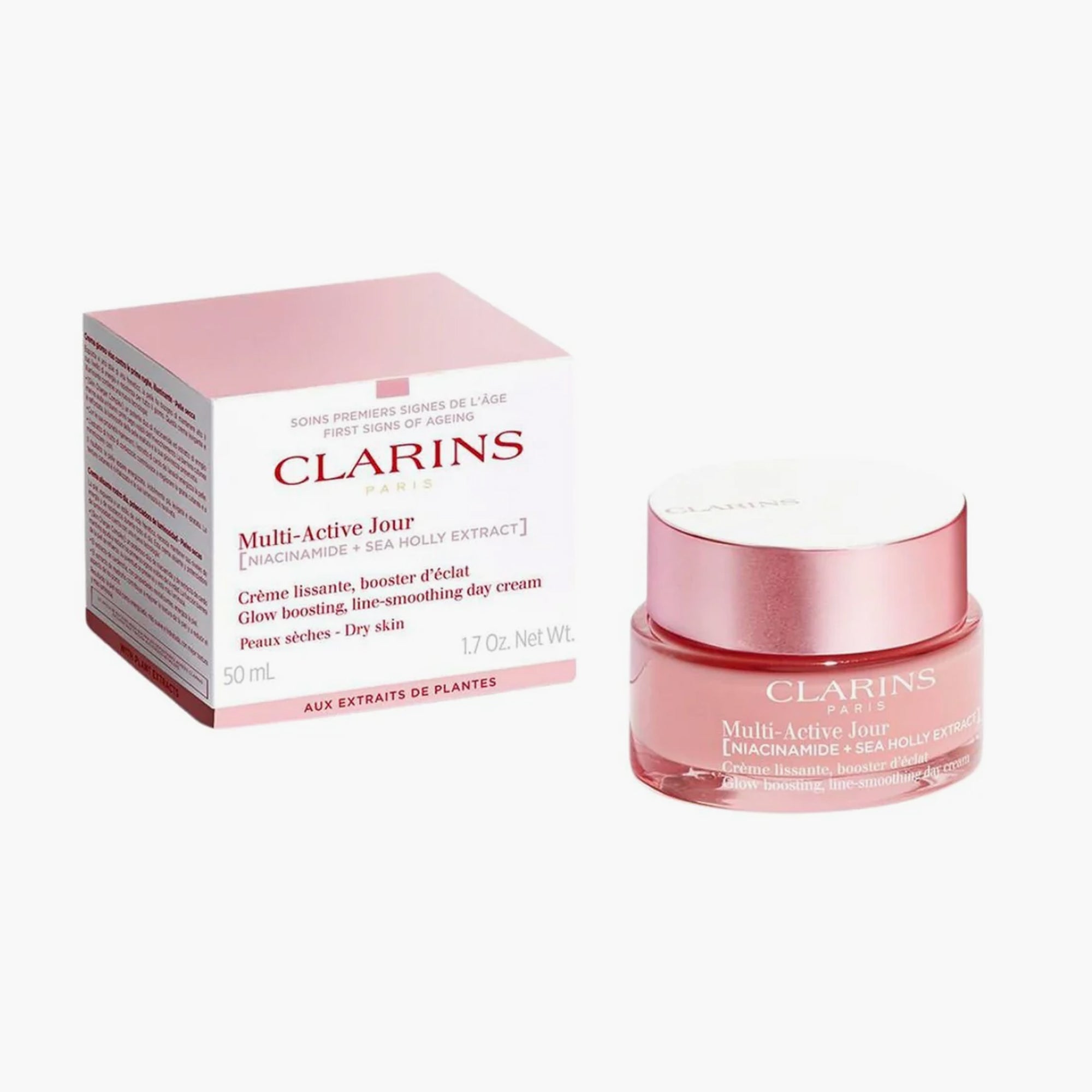 Clarins Multi-Active Glow Boosting, Line-Smoothing Day Cream Dry Skin 50ml how to use