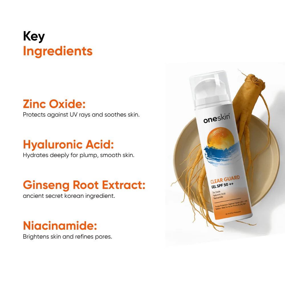 Oneskin Clear Guard Gel Sunblock SPF 50++ 50ml