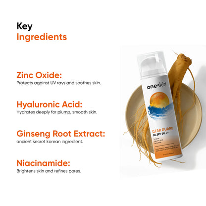 Oneskin Clear Guard Gel Sunblock SPF 50++ 50ml