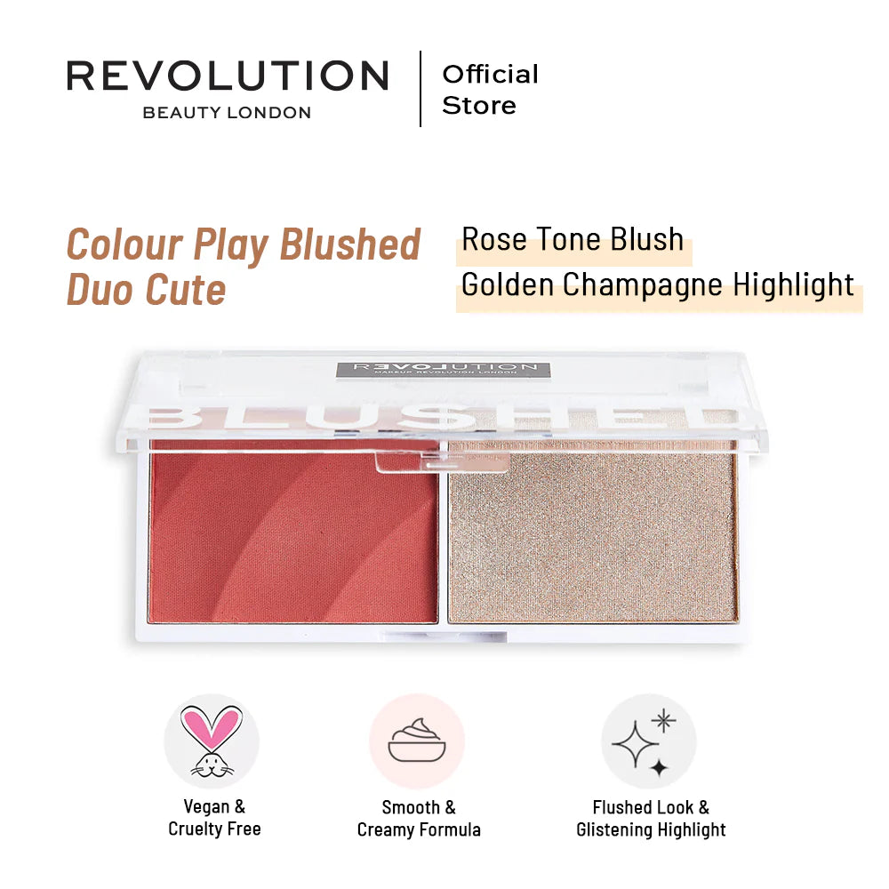 Revolution Relove Blushed Duo Blush & Highlighter Rose Tone Blush 6gm