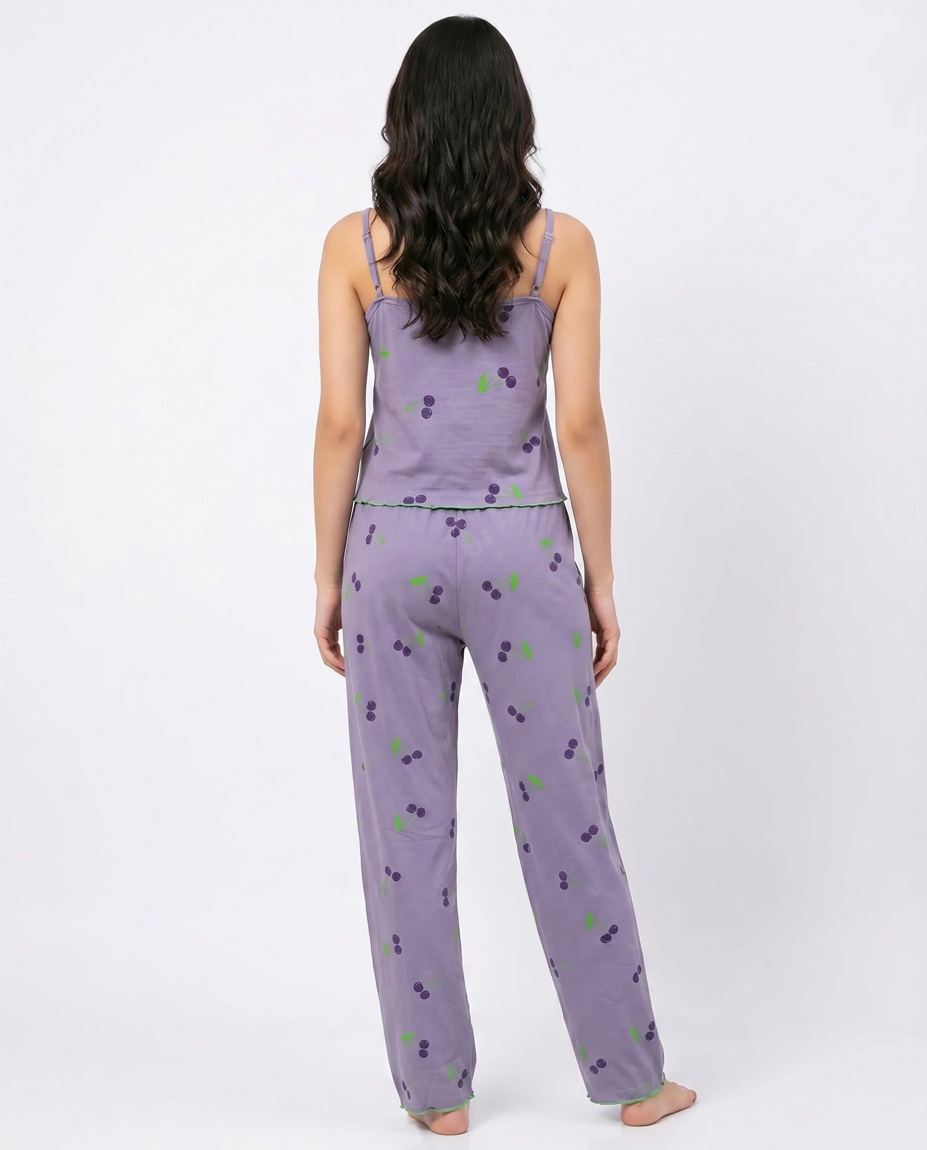 Sajiero Cotton Sleeveless PJ Set Cherry Bliss Purple