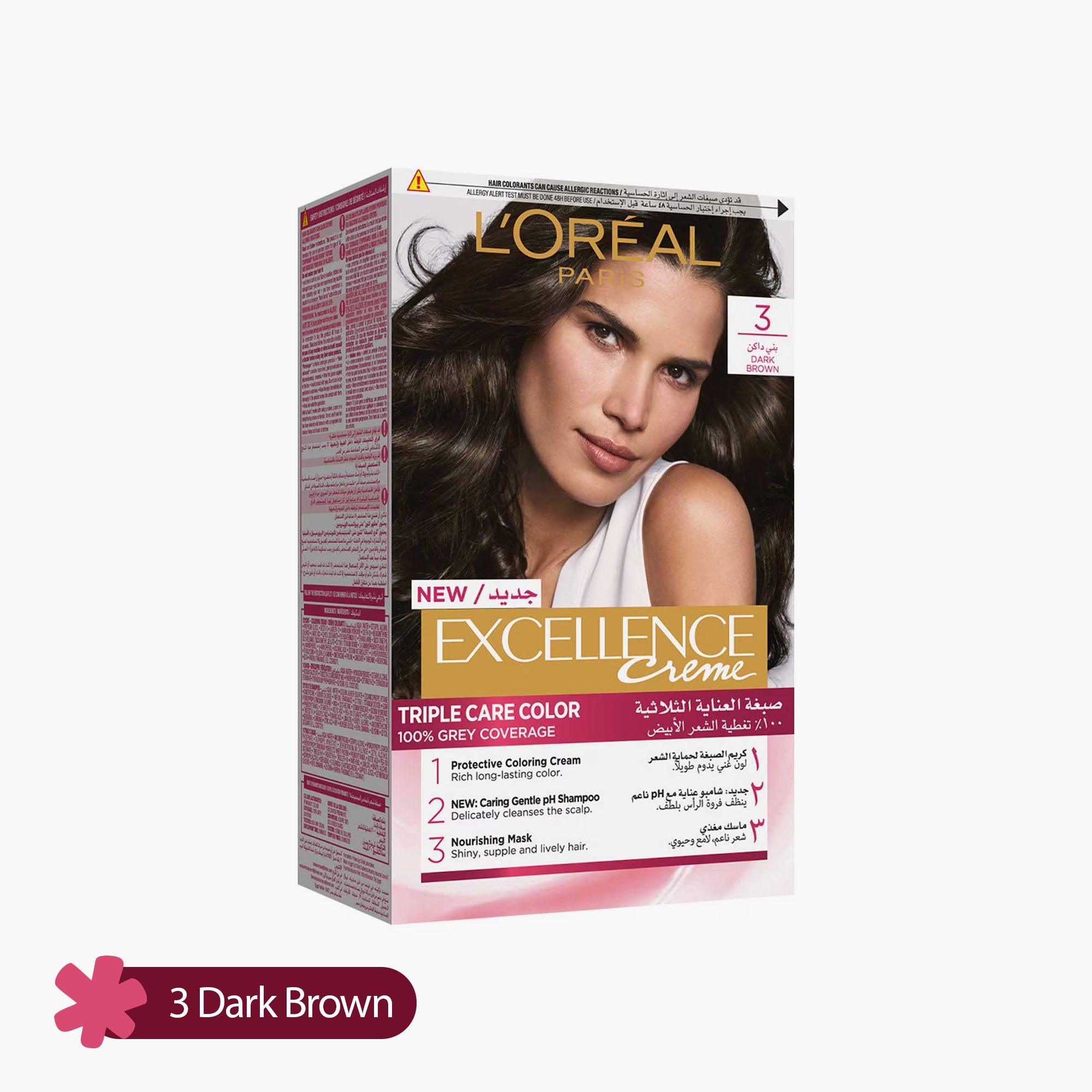 L'Oreal Paris Excellence Creme Triple Care Color 3 Dark Brown Box