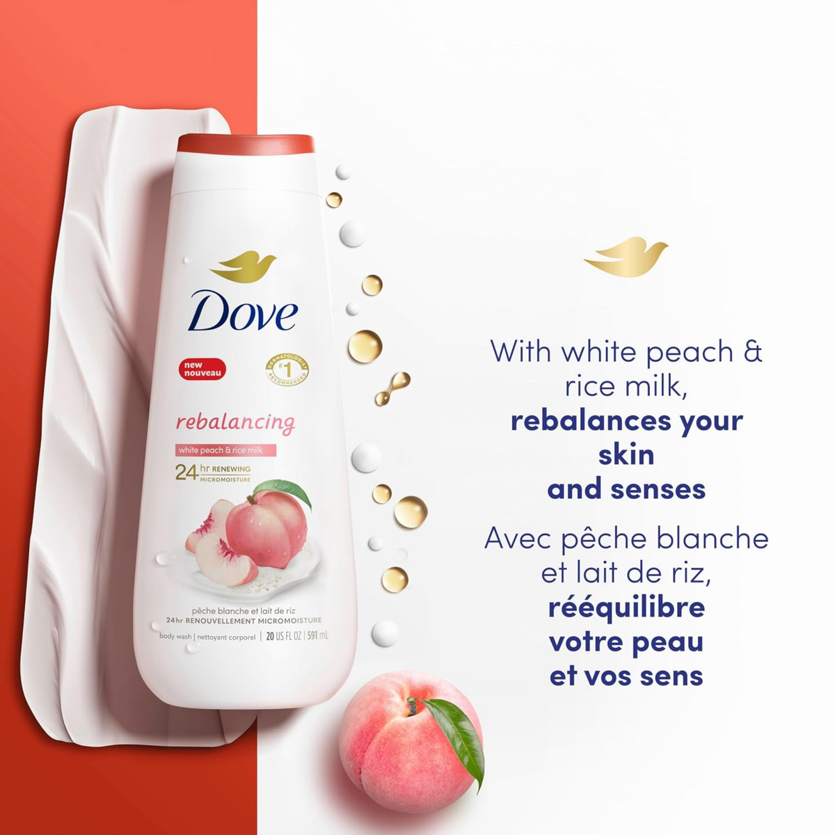 Dove Rebalance White Peach & Rice Milk Body Wash
