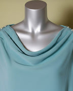 Loom Pakistan Draped Shoulder Top Aqua Green