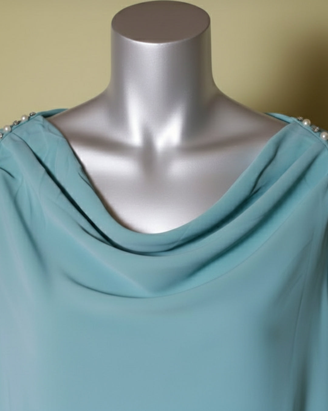 Loom Pakistan Draped Shoulder Top Aqua Green
