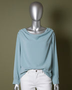 Loom Pakistan Draped Shoulder Top Aqua Green