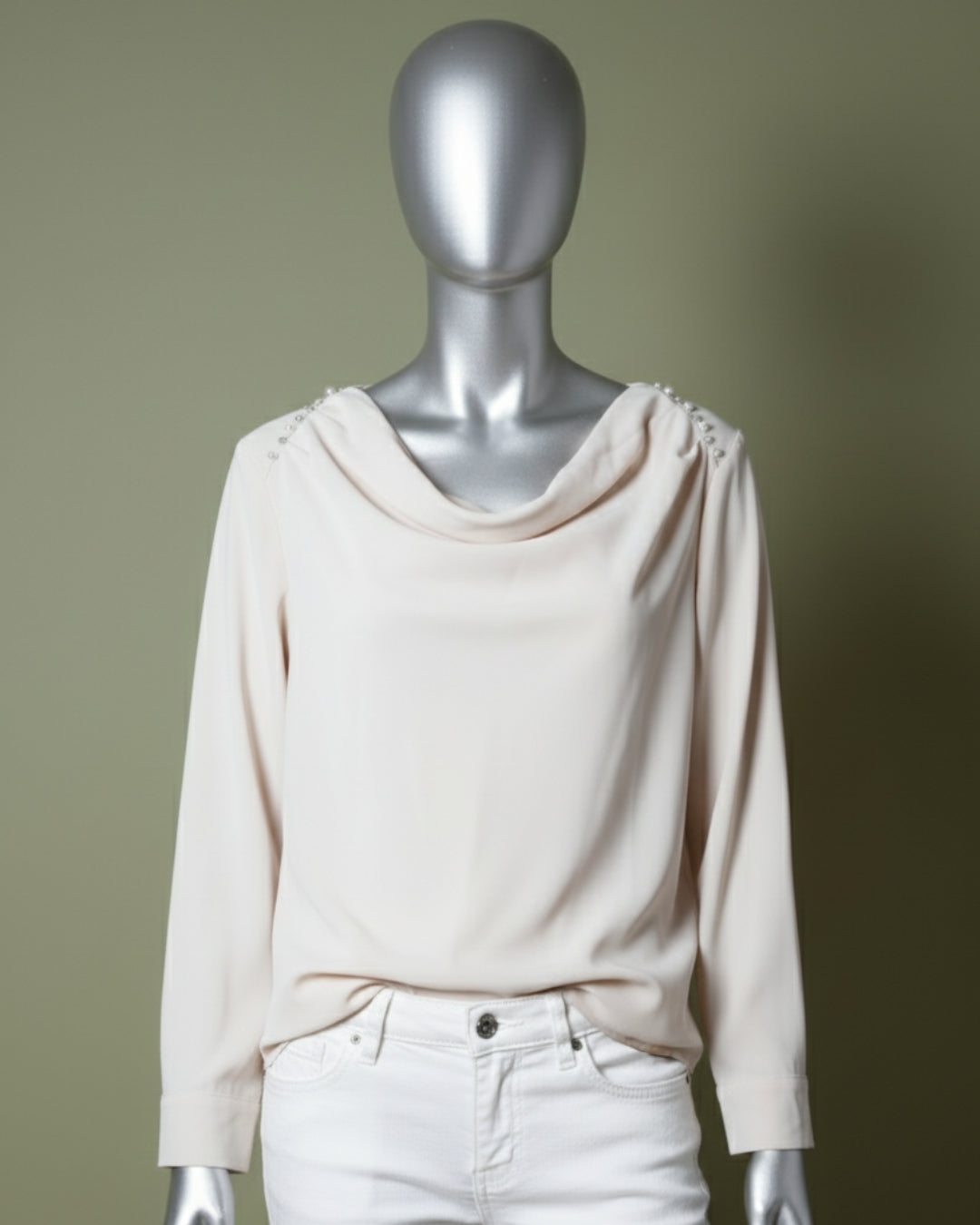 Loom Pakistan Draped Shoulder Top Beige