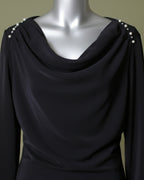 Loom Pakistan Draped Shoulder Top Black