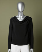 Loom Pakistan Draped Shoulder Top Black