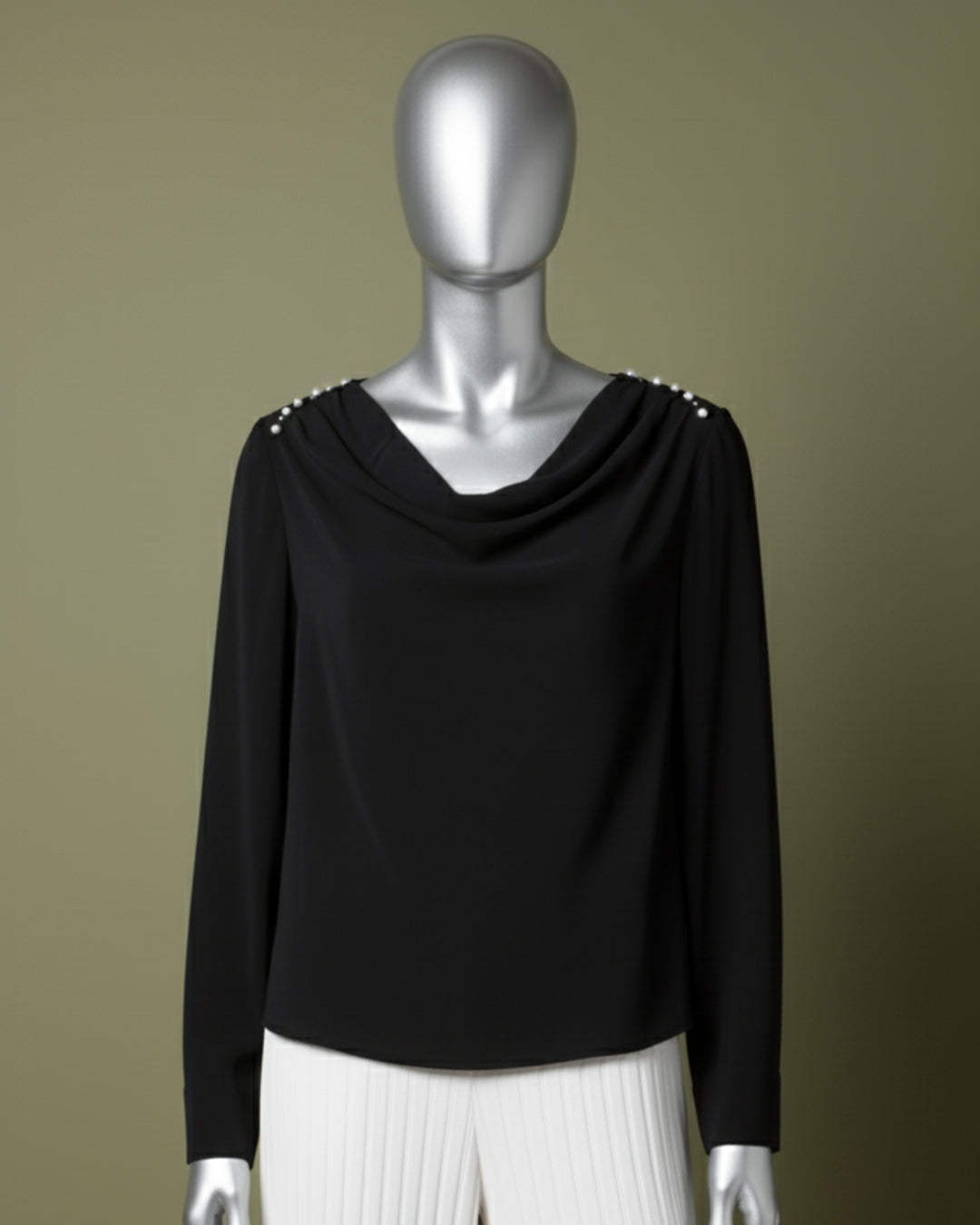 Loom Pakistan Draped Shoulder Top Black