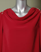 Loom Pakistan Draped Shoulder Top Maroon