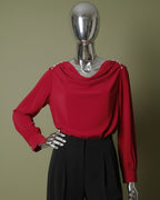 Loom Pakistan Draped Shoulder Top Maroon