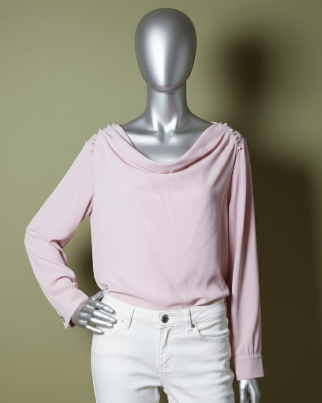Loom Pakistan Draped Shoulder Top Tea-Pink