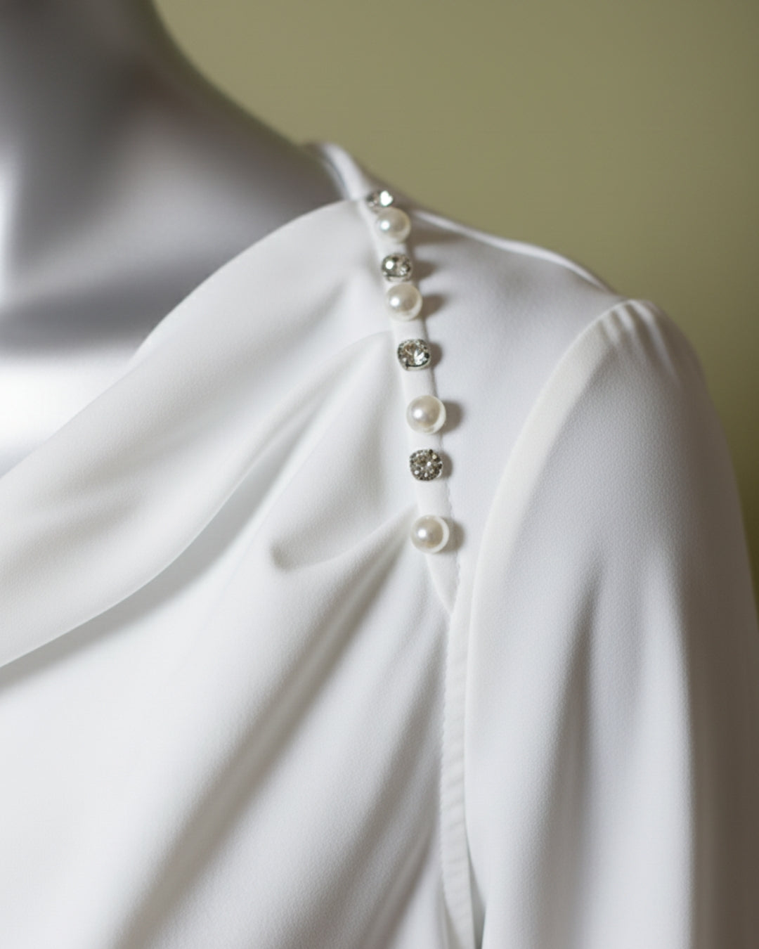 Loom Pakistan Draped Shoulder Top White