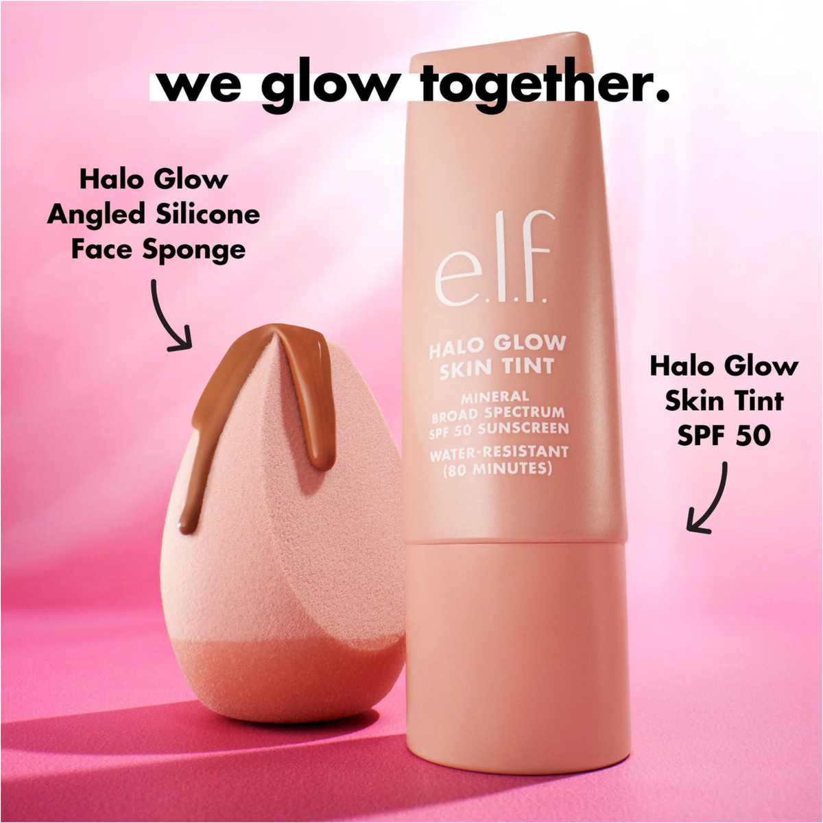 ELF Halo Glow Skin Tint Light Coverage Dewy Finish Foundation Mineral SPF 50 30ml