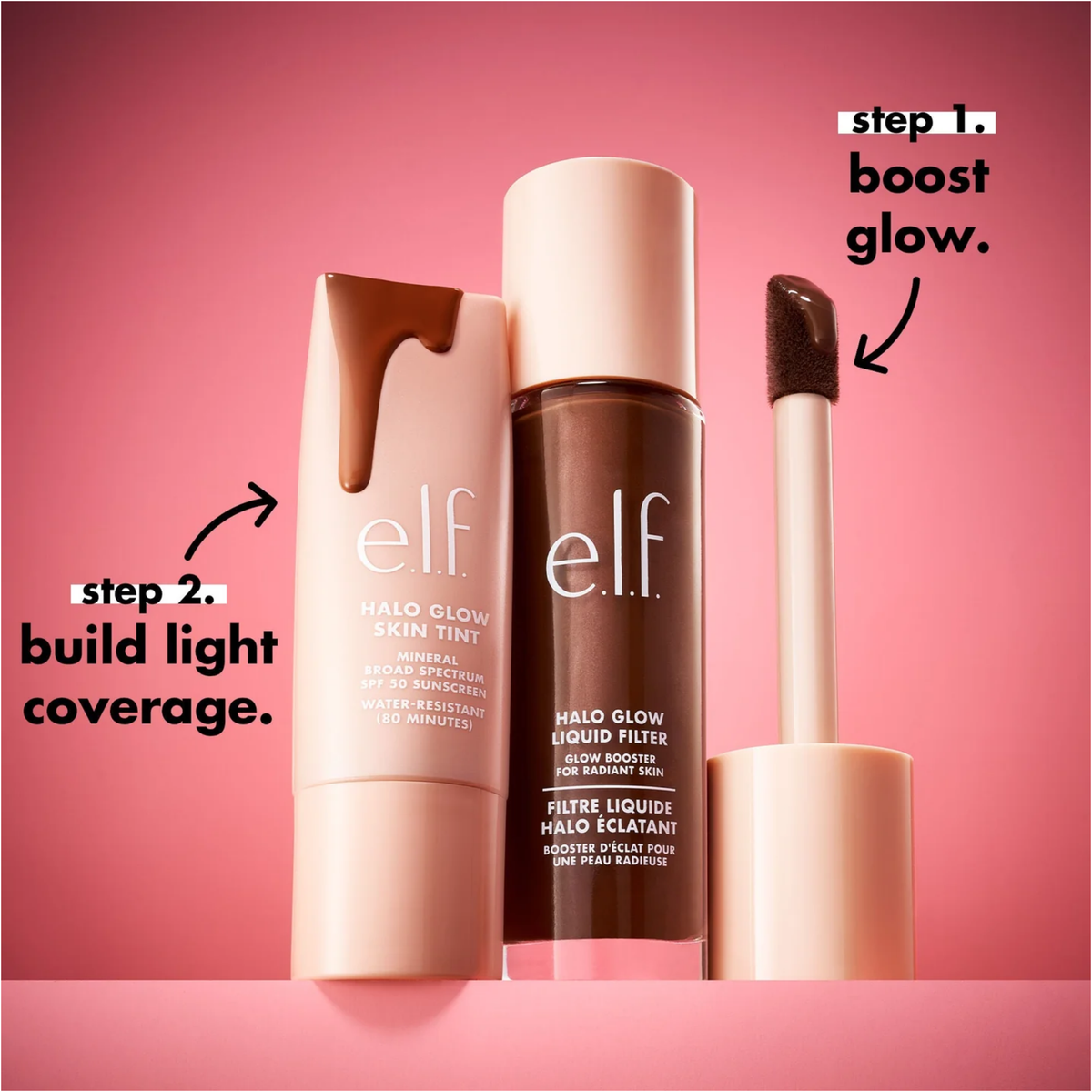 ELF Halo Glow Skin Tint Light Coverage Dewy Finish Foundation Mineral SPF 50 30ml