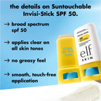 ELF Suntouchable Invisi-Stick SPF50 Water-Resistant Sunscreen 18gm