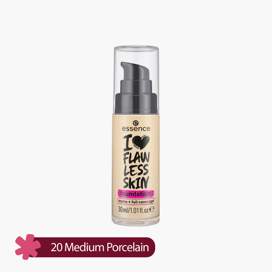 Essence I Love Flawless Skin Foundation Matte + Full Coverage 20 Medium Porcelain 30ml