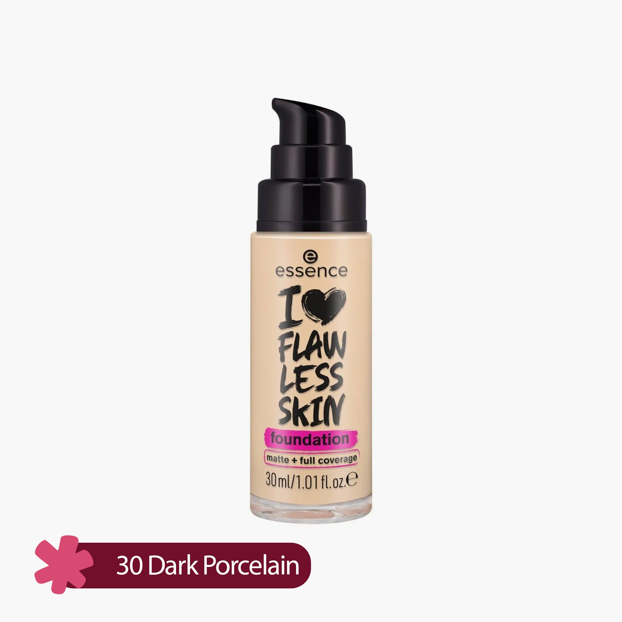 Essence I Love Flawless Skin Foundation Matte + Full Coverage 30 Dark Porcelain SPF 20 30ml