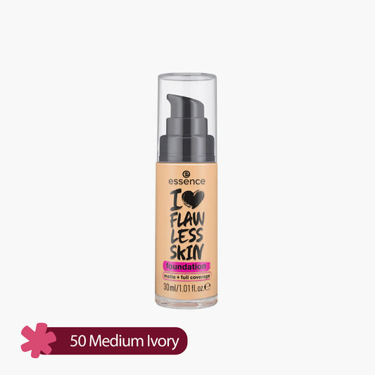 Essence I Love Flawless Skin Foundation Matte + Full Coverage 50 Medium Ivory 30ml