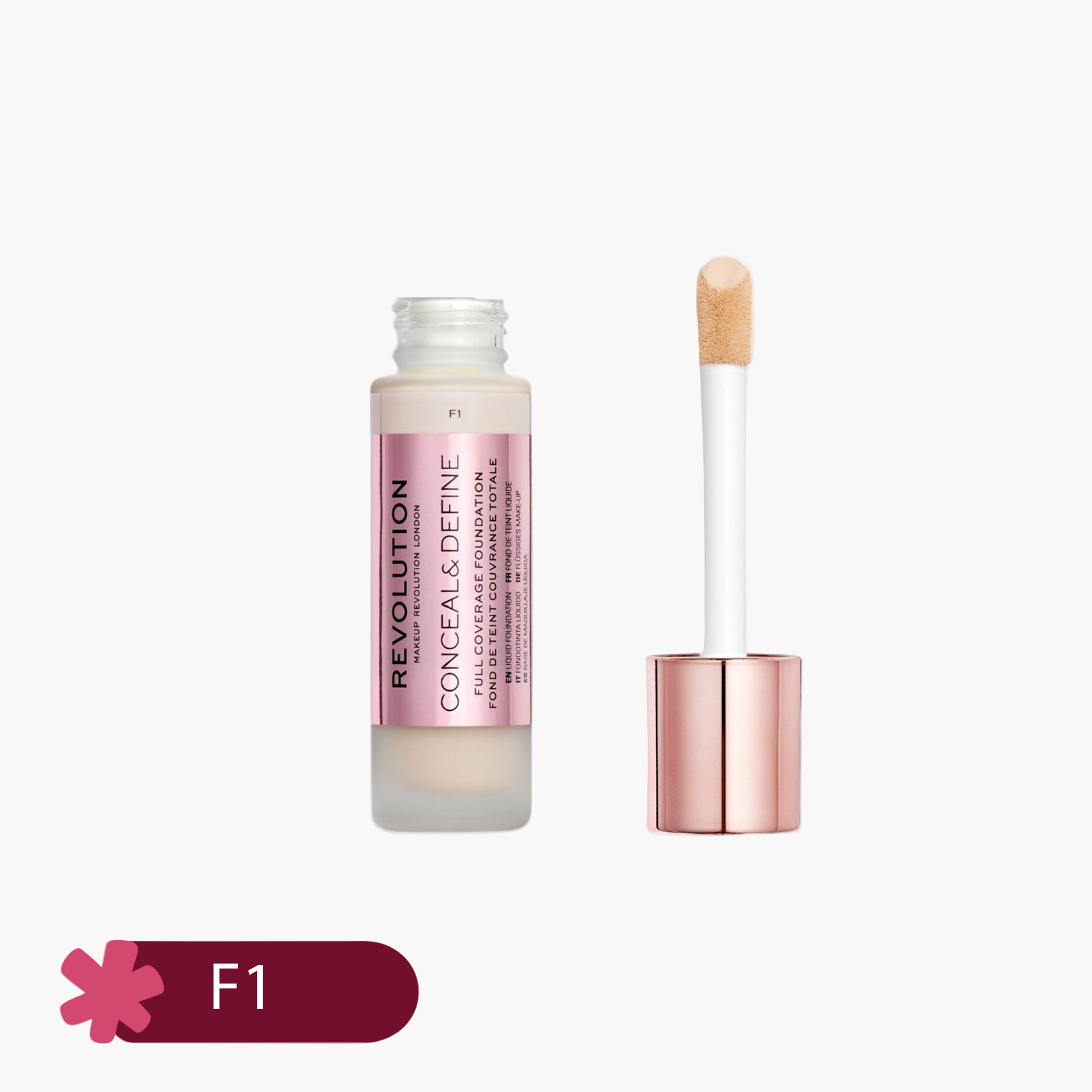 Revolution Conceal & Define Full Coverage Liquid Foundation F1 23ml