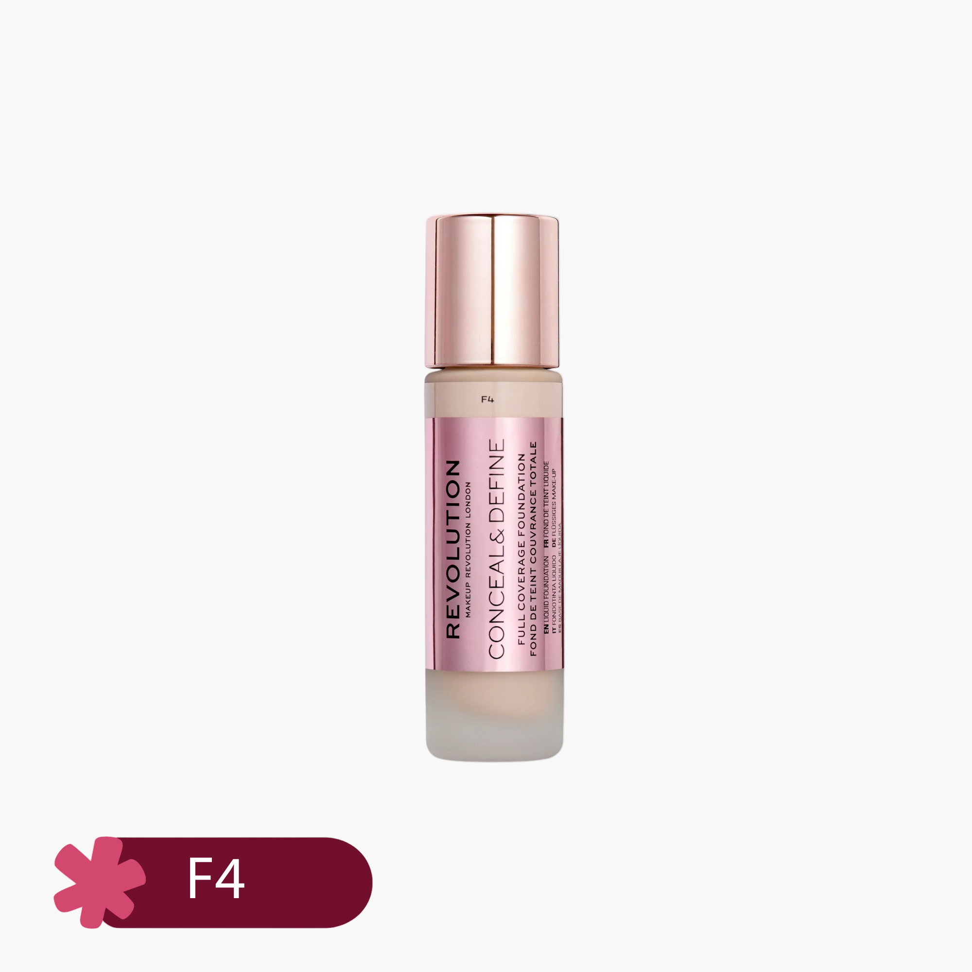 Revolution Conceal & Define Full Coverage Liquid Foundation F4 23ml