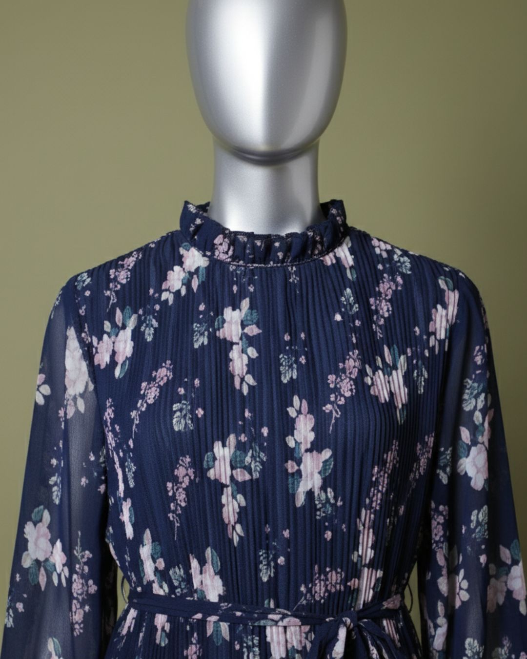 Loom Pakistan Floral Muse Maxi Dress Navy Blue & Baby Pink