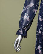 Loom Pakistan Floral Muse Maxi Dress Navy Blue & Baby Pink