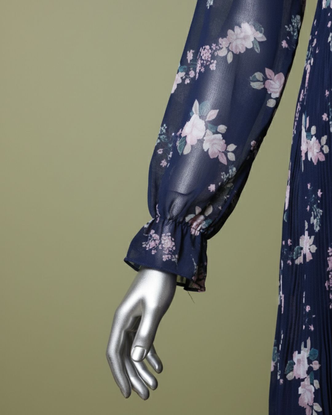 Loom Pakistan Floral Muse Maxi Dress Navy Blue & Baby Pink