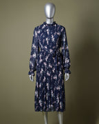 Loom Pakistan Floral Muse Maxi Dress Navy Blue & Baby Pink