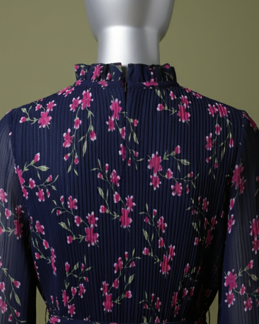 Loom Pakistan Floral Muse Maxi Dress Navy Blue & Hot Pink