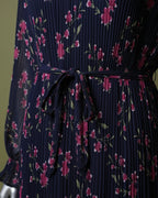 Loom Pakistan Floral Muse Maxi Dress Navy Blue & Hot Pink