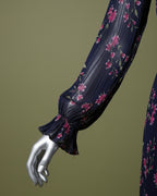 Loom Pakistan Floral Muse Maxi Dress Navy Blue & Hot Pink