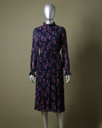 Loom Pakistan Floral Muse Maxi Dress Navy Blue & Hot Pink