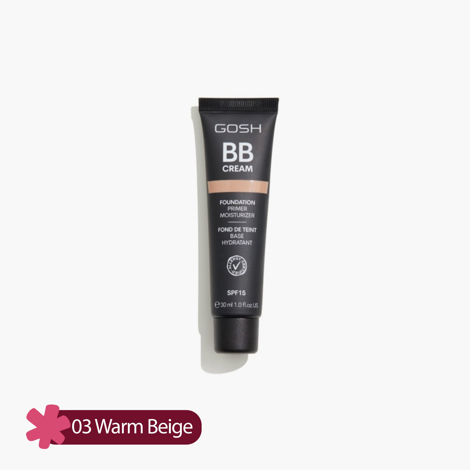 Gosh BB Cream Foundation Primer Moisturizer SPF15 3 Warm Beige 30ml