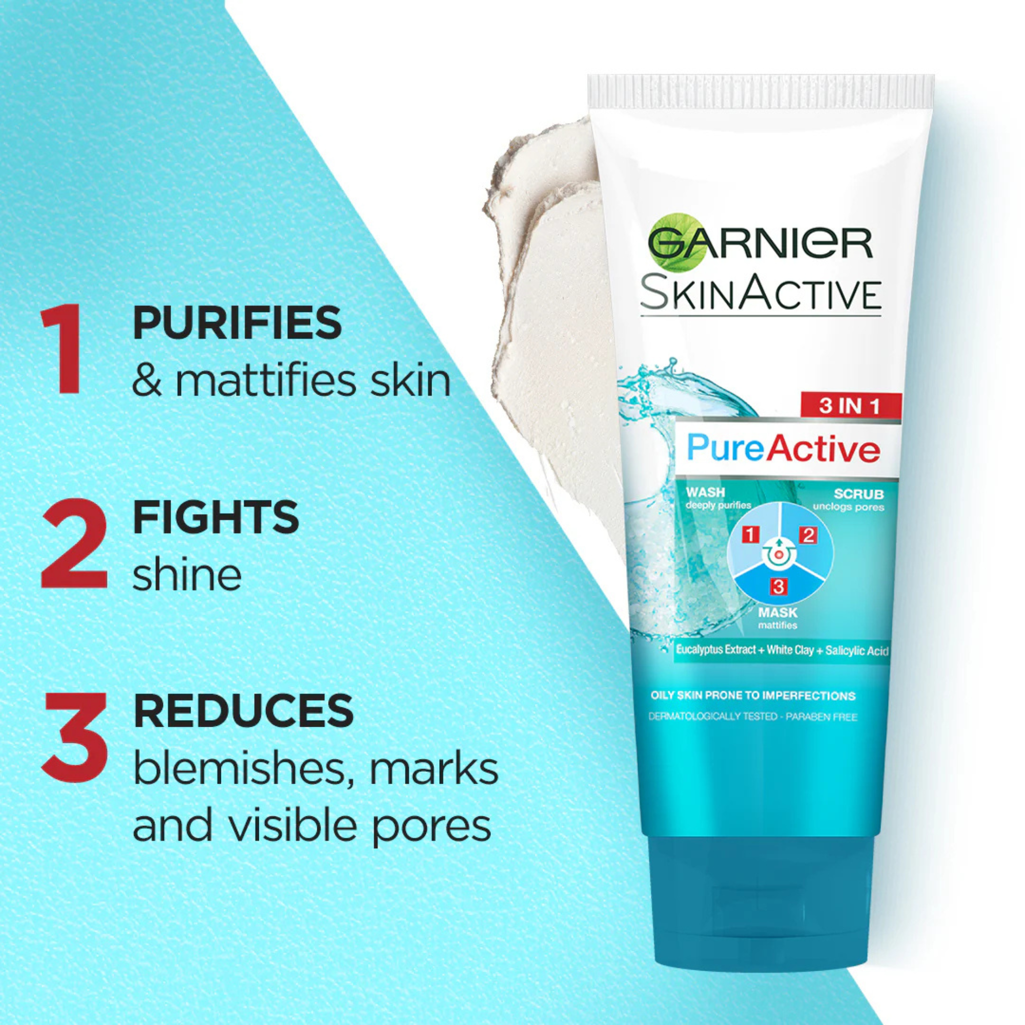 Garnier SkinActive Pure Active 3-in-1 Clay Wash Scrub Mask