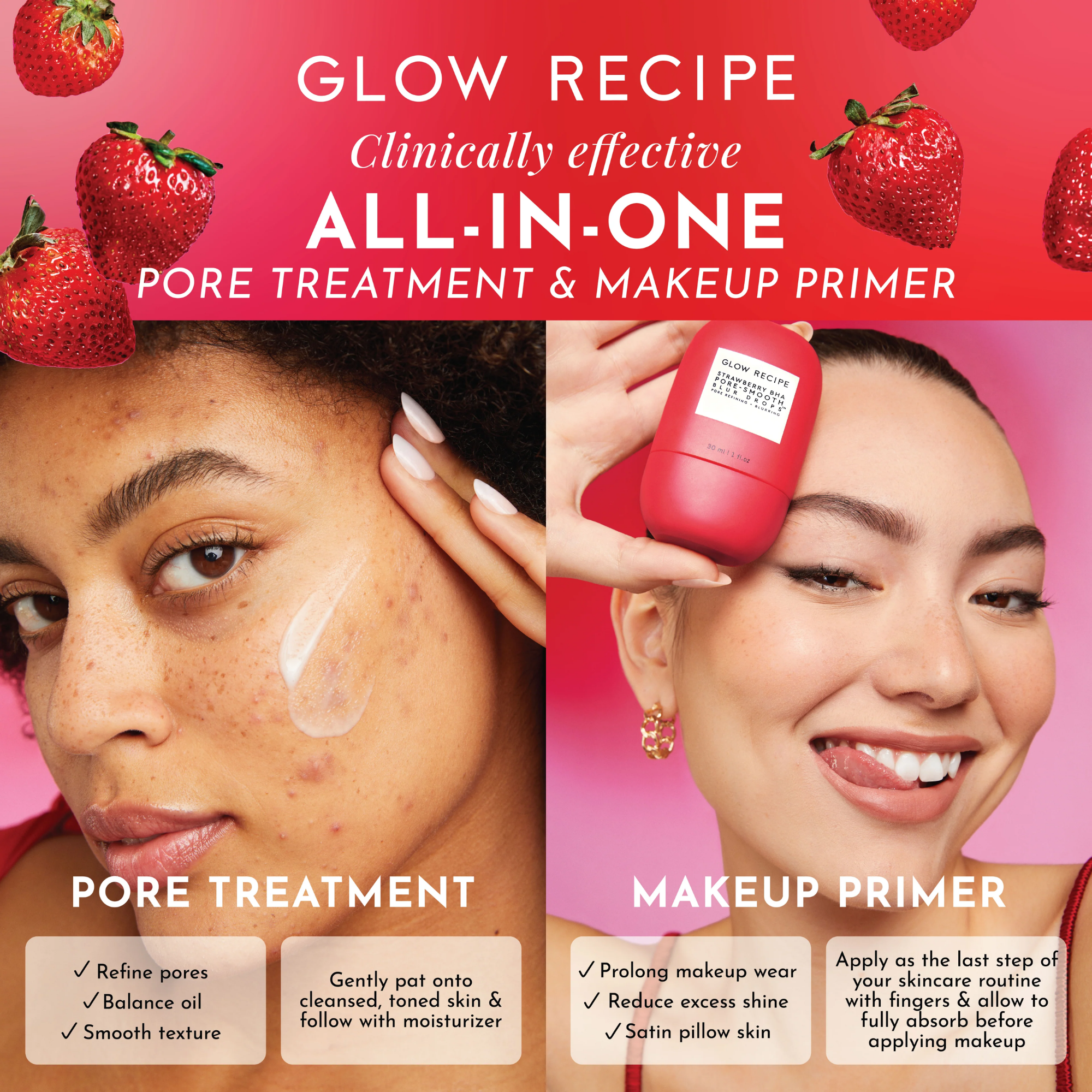 Glow Recipe Strawberry BHA Pore Smooth Blur Drop Serum