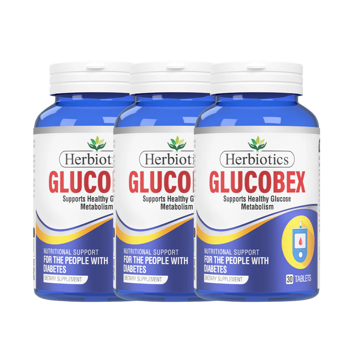 Herbiotics Glucobex Blood Sugar Support Healthy Glucose Metabolism Supplements 90 Tablets