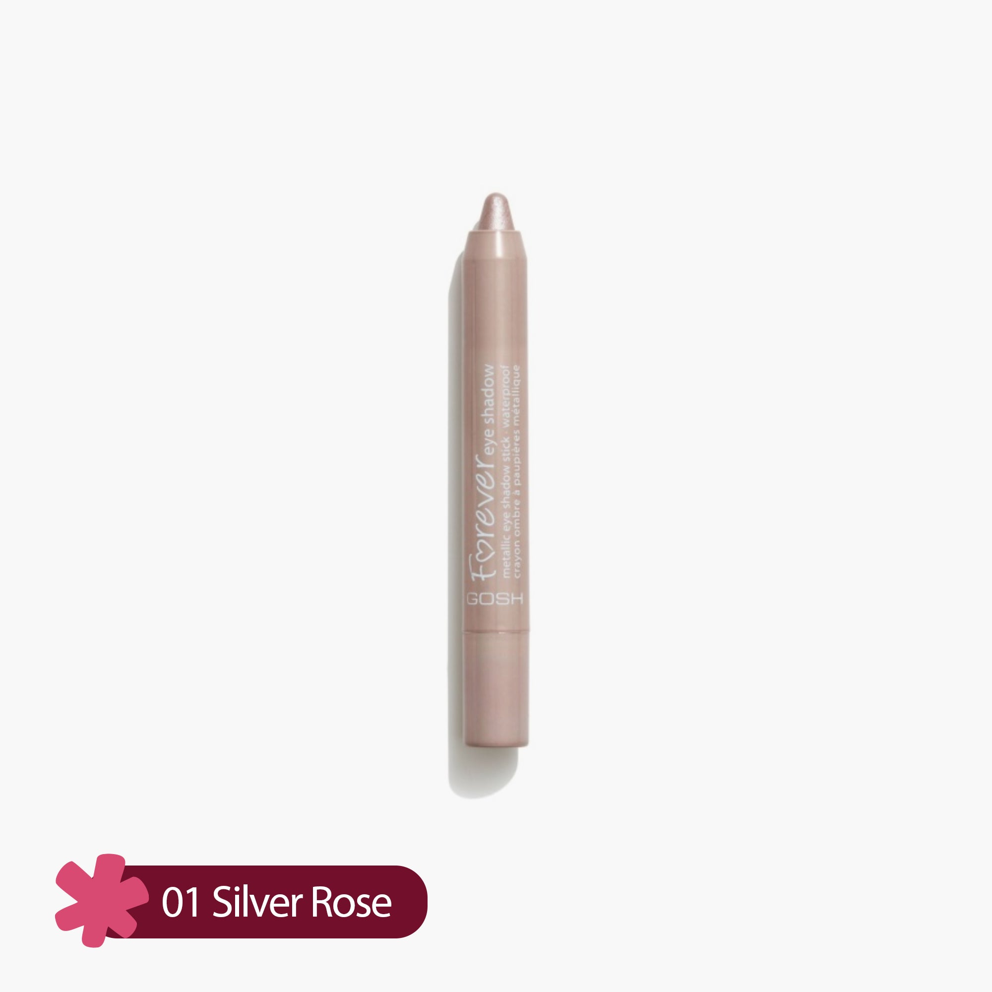 Gosh Forever Eye Shadow Mettalic Eyeshadow Stick Waterproof 01 Silver Rose 1 Piece