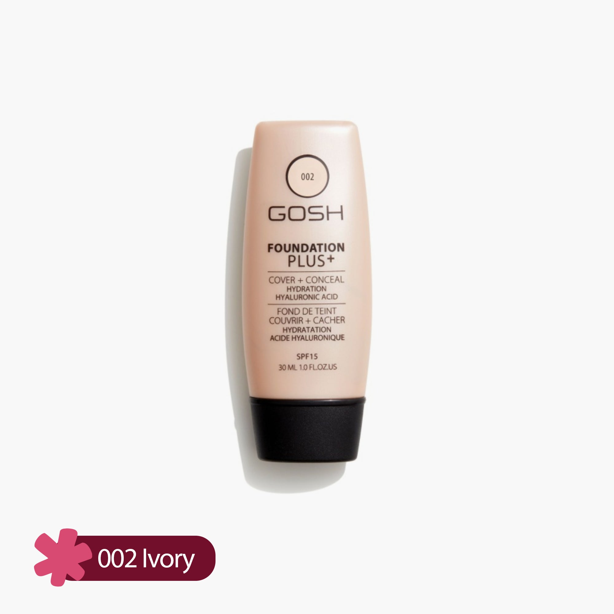 Gosh Foundation Plus+ Cover + Conceal SPF 15 002 Ivory 30ml