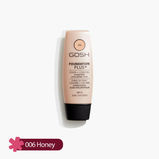 Gosh Foundation Plus+ Cover + Conceal SPF 15 006 Honey 30ml